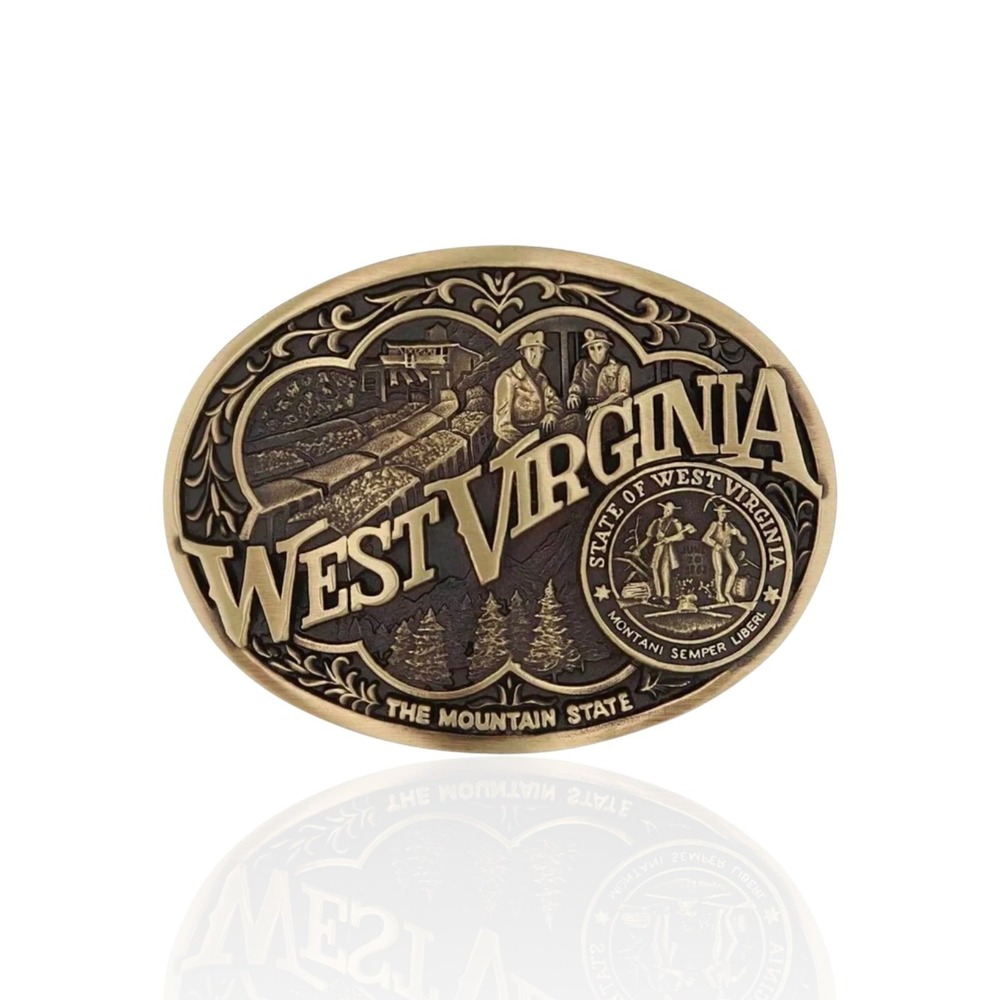 Montana Silversmiths West Virginia State Heritage Belt Buckle - New In Box